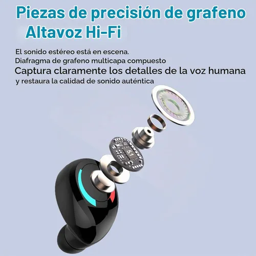 Vista 4 de Mini auricular Bluetooth de un solo auricular inalámbrico pequeño, auriculares invisibles, auricular individual con 10 horas de tiempo de Negro
