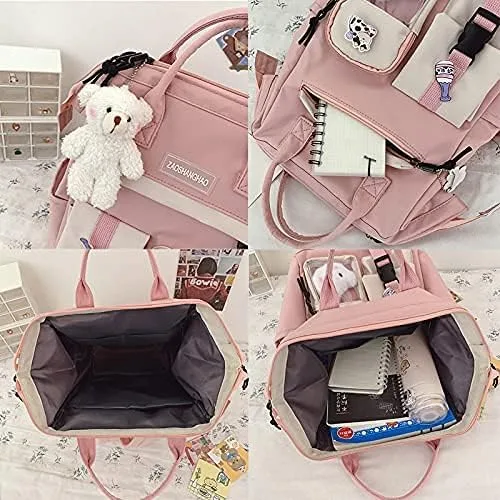 Vista 7 de GGOOB Kawaii Backpack with Kawaii Pin and Accessories Backpack Cute Aesthetic Backpack Cute Kawaii Backpack for School