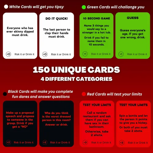 Vista 3 de Juego divertido de beber para adultos: 150 retos divertidos y preguntas arriesgadas Juegos de fiesta para adultos para fiesta de bloque