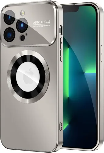 Vista 9 de MAKAVO Funda magnética para iPhone 12 Pro, compatible con MagSafe, protector de lente de cámara integrado, vista de logotipo, funda de teléfono a