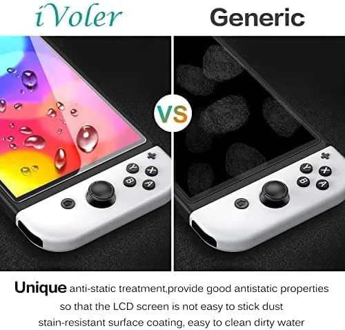 Vista 9 de ivoler Paquete de 4 Protector de pantalla de vidrio templado diseñado para Nintendo Switch OLED modelo 2021 con marco de alineación transparente HD