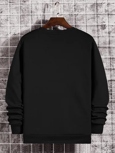 Vista 2 de MakeMeChic Sudadera casual con cuello redondo para hombre con estampado de dinosaurios de dibujos animados