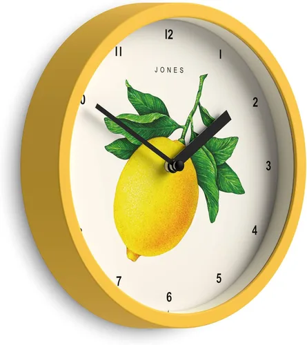 Vista 8 de JONES CLOCKS® Reloj de pared de frutas Reloj redondo pequeño 8 pulgadas Crema Arte botánico ilustrado de fresa Ideal para cocina y comedor.