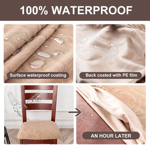 Vista 4 de Genina Fundas de Asiento Impermeables para Sillas Fundas de Sillas de Comedor Fundas de Asiento Elásticas para Protector de Sillas de Comedor Fundas
