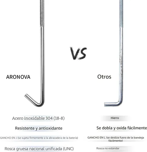 Vista 4 de Batería ajustable con kit de gancho en J de acero inoxidable 304 de 8 pulgadas Soporte universal con ancho ajustable de 5.35"-7.85", pernos