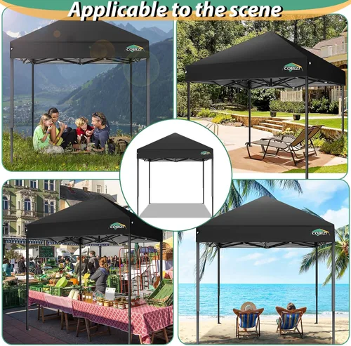 Vista 2 de COBIZI Tienda de campaña desplegable de 6.6 x 6.6 pies, toldo resistente, fácil de instalar, impermeable, para exteriores, fiestas, playa, jardín