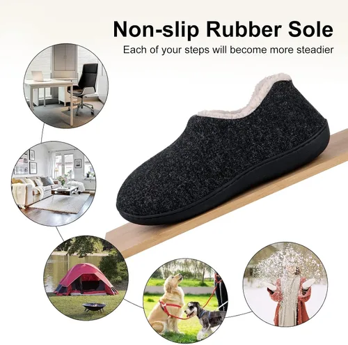 Vista 5 de Leisurely Pace Pantuflas de invierno de espuma viscoelástica para mujer espalda cerrada forro polar pantuflas para interiores y exteriores