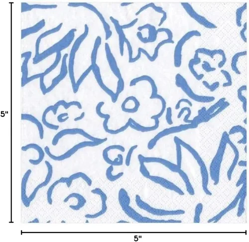 Vista 9 de Caspari Servilletas de cóctel de papel Matisse en color azul, 20 por paquete