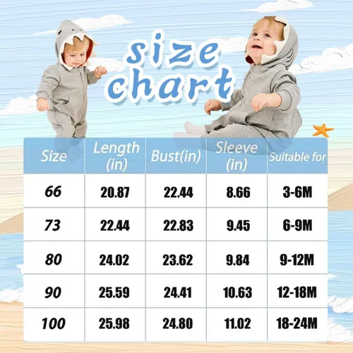 Vista 7 de UVIPC Shark - Mameluco de Halloween para bebés y niñas de 3 a 24 meses