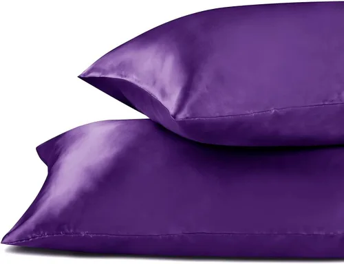 Vista 4 de Konnect - Juego de 2 fundas de almohada turcas sedosas para cabello y piel, paquete de 2 fundas de almohada Queen con cierre de sobre, satén turco