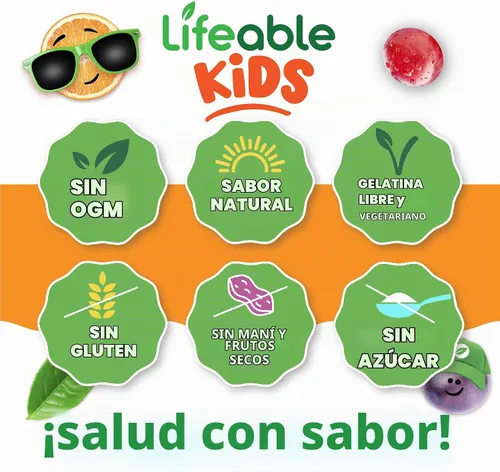Vista 4 de Lifeable Complejo de vitamina B sin azúcar para niños Complejo B con vitamina C Vitaminas del complejo VIT B de gran sabor Apoyo energético