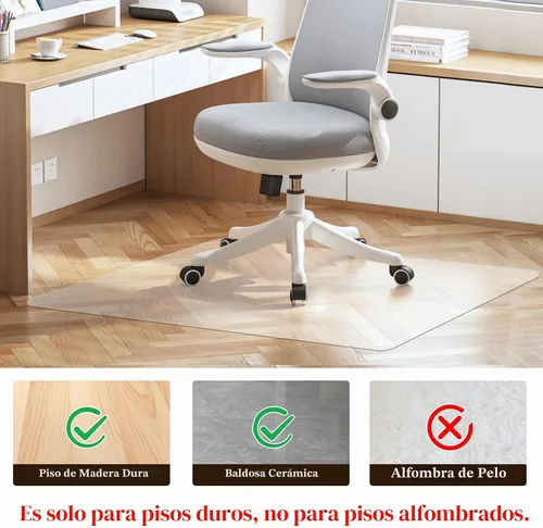 Vista 2 de Alfombrilla para silla de oficina para suelos duros - 45''×53'', protector de suelo transparente de PVC resistente para madera/azulejos Transparente