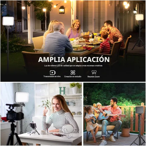 Vista 2 de NEEWER Basics Kit de iluminación de panel de luz de video LED, luces de estudio portátiles regulables bicolor con soporte de trípode y filtros