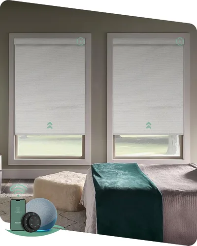 Vista 32 de Yoolax Persianas motorizadas con control remoto, persianas inteligentes opacas con control remoto, cortinas eléctricas compatibles con Alexa