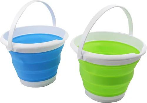 Vista 9 de SAMMART Cubo de plástico plegable de 8,5 L (2,2 galones) - Tina redonda plegable - Cubo de agua portátil para pesca - Maceta al aire libre que Azul