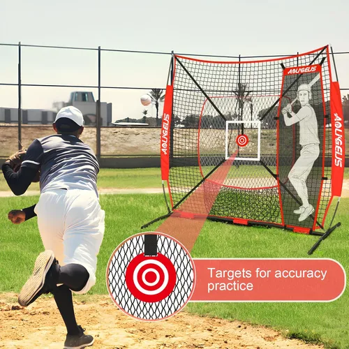 Vista 4 de 6'X6' Baseball Softball Practice Net,Pitching Net,Batting Net,with Dummy Batter,Bonus Strike Zone Target and Bow Frame,for Hitting,Pitching,Catching