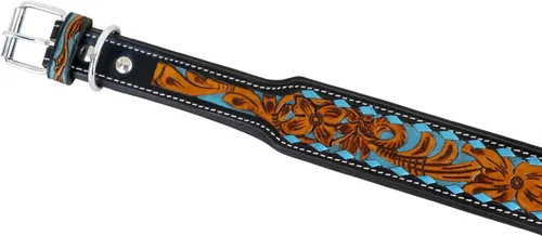 Vista 5 de Affilare Collar de cuero para perro estilo occidental, resistente, manual, ajustable, acolchado, suave para cachorros y perros grandes, 10AB110-XS