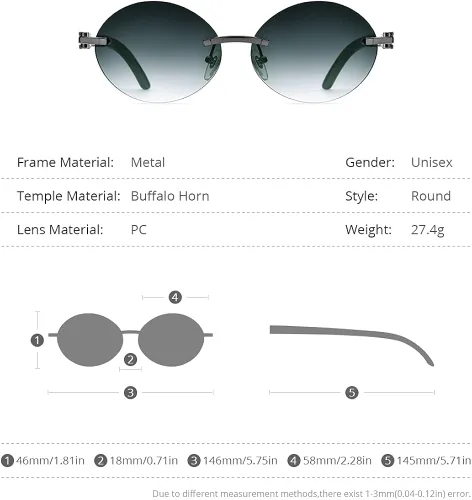 Vista 3 de HEPIDEM Gafas de sol cuadradas 100 Really Buffalo Horn para hombre sin montura 4189705 Marrón