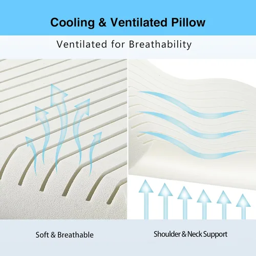 Vista 3 de Almohada de espuma viscoelástica de doble cara, almohada cervical de cuello de 4 pulgadas para dormir de lado, firmeza media y suave, almohada Blanco