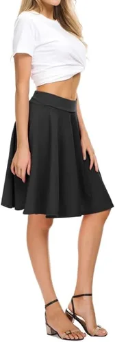 Vista 5 de Urban CoCo Women's Basic Midi Skirt Versatile Stretchy Flared Casual High Waisted Skirt