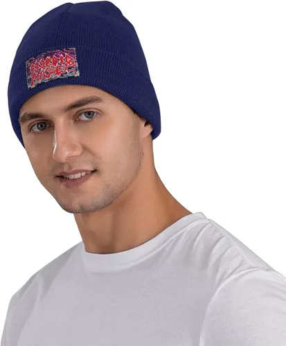 Vista 4 de Gorros para hombre y mujer Gorros básicos unisex con puños de calavera de punto, sombrero de invierno clásico para dormir, para senderismo