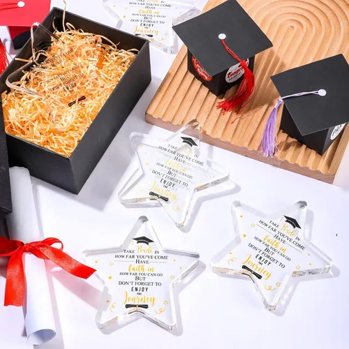 Vista 3 de Weysat 12 piezas de regalo de graduación 2026, adorno de recuerdo acrílico para ella, él de secundaria, universidad, regalos de graduación, centro