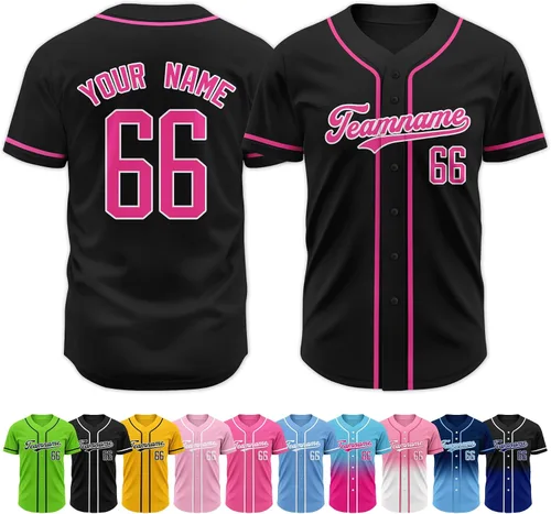 Vista 30 de Custom Baseball Jersey Stitched Personalized Name Number Baseball Shirts Sports Uniform for Men Women Boy