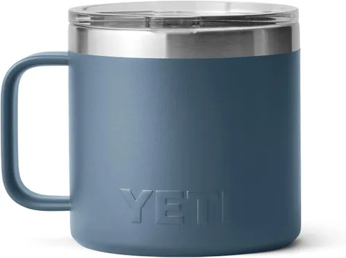 Vista 7 de YETI Rambler - Taza de 14 oz con aislamiento al vacío, de acero inoxidable con tapa MagSlider, color inoxidable Azul (Nordic blue)