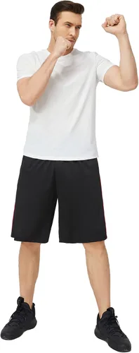 Vista 6 de Pantalones cortos deportivos para hombre de secado rápido con malla, bolsillos, entrepierna de 9 a 13 pulgadas por encima de la rodilla, cintura