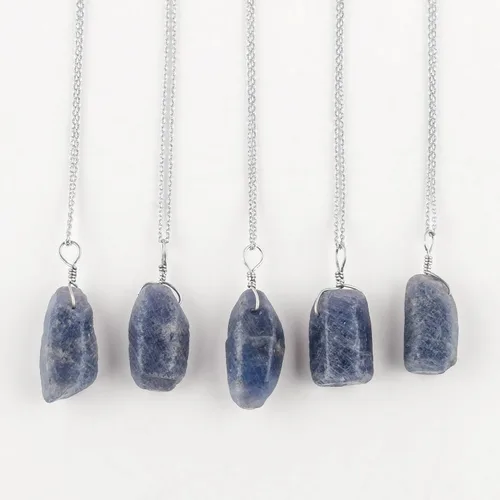 Vista 4 de Collar con colgante de piedras preciosas múltiples crudas