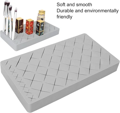 Vista 3 de Organizador minimalista de lápiz labial, caja de almacenamiento de maquillaje de silicona, 36 rejillas, gris, belleza/maquillaje