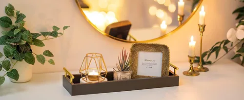 Vista 7 de Hanobe Bandeja rectangular larga y estrecha: bandejas decorativas rectangulares portavelas para decoración del hogar, bandeja blanca para centro