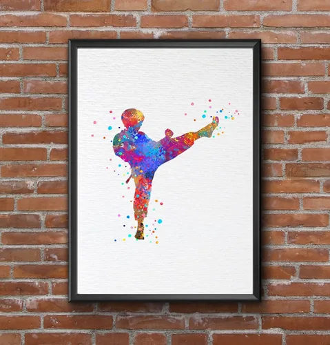 Vista 8 de Dignovel Studios 8X10 sin marco Karate Boy Kid Artes marciales Padre Hijo Deportes Coraje Acuarela Arte Impresión Póster Pared Guardería Niños