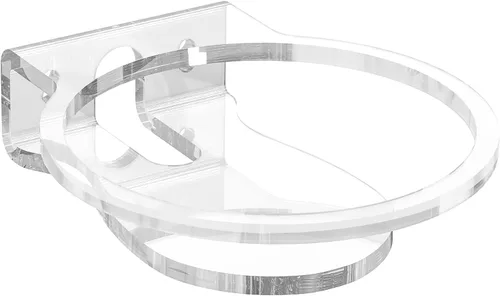 Vista 2 de GEEKRIA Soporte de pared acrílico compatible con Echo Dot 2022 5ª generación/4ª generación, 5ª generación con reloj LED y Alexa, protector
