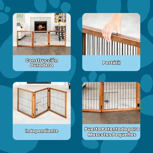 Vista 3 de Carlson - Puerta para perros súper ancha de 22 a 62 pulgadas con puerta pequeña para mascotas, puerta de madera de alta calidad para mascotas de 3