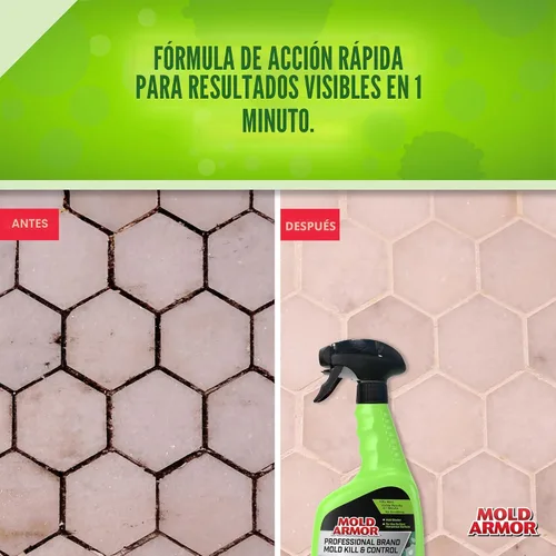 Vista 3 de Mold Armor Marca Profesional Spray para Eliminar y Controlar Moho, 32 oz., Removedor de Moho y Hongos de Superficies Duras, Resultados Visibles