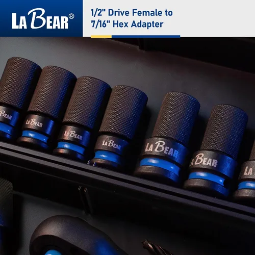 Vista 9 de LABEAR - Adaptador de llave de impacto, 1/2 "hembra a convertidor hexagonal de 7/16", liberación rápida, mandril de cambio rápido, adaptador