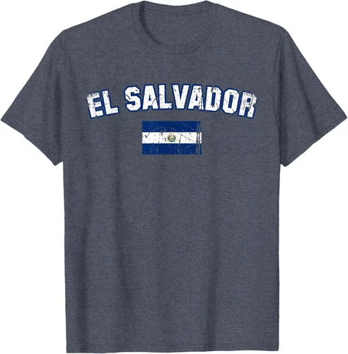 Vista 68 de EL SALVADOR Bandera Vintage Hombres Mujeres Niños Camiseta EL SALVADOR