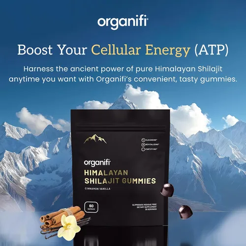 Vista 2 de Organifi Shilajit - Gomitas Shilajit del Himalaya para hombres y mujeres con PrimaVie Shilajit, más de 40 minerales traza y más, equilibrador