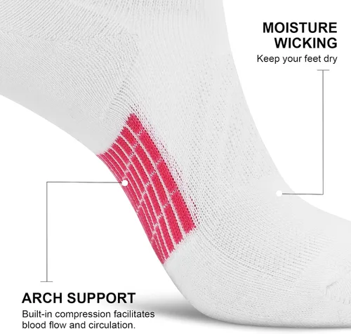 Vista 5 de PAPLUS Calcetines invisibles para mujer, 6 pares, antideslizantes, acolchados, con soporte de arco