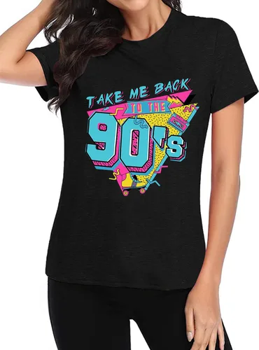 Vista 5 de Atuendo de los años 90 para mujer camiseta vintage de los años 80, camiseta casual de los años 90 y 80 para nostalgia