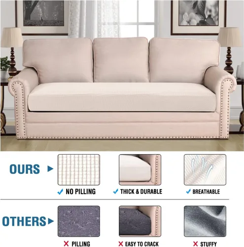 Vista 250 de H.VERSAILTEX Fundas de Cojín de Asiento Individuales Super Elásticas Fundas de Sofá Fundas de Cojín de Sofá Fundas Deslizables Juegos Tela de Sarga