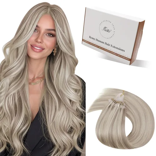 Vista 86 de 【Descuento】Hetto - Extensiones de cabello con cinta adhesiva, 40g, extensiones de cabello humano, color rubio ceniza oscuro degradado a rubio medio