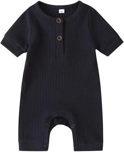 Vista 26 de Mameluco unisex de manga corta para bebé recién nacido, con botones, de una pieza, ropa de color sólido