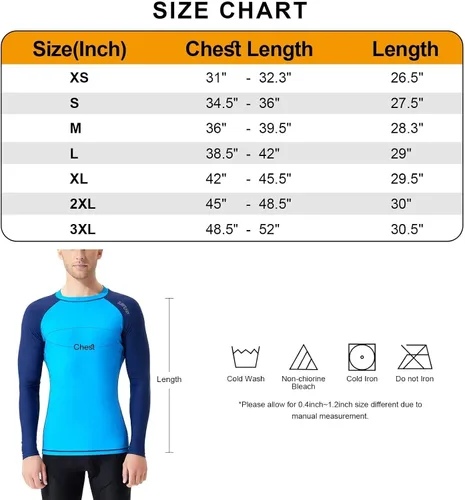 Vista 6 de Camiseta de natación de manga larga y corta para hombre, protección solar UPF 50+