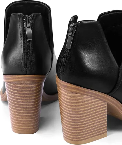 Vista 3 de mysoft Botines para mujer, con puntera puntiaguda, gruesos, apilados, tacón medio