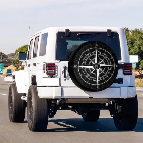 Vista 2 de Compass 2 - Cubierta para neumático de repuesto con orificio de cámara de respaldo, cubierta de neumático para remolque, RV, SUV y muchos vehículos