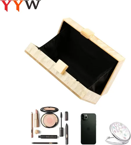 Vista 4 de Bolso de mano y bolso de acrílico para mujer, bolso de noche, bolso cruzado de hombro para fiesta de boda con cadena