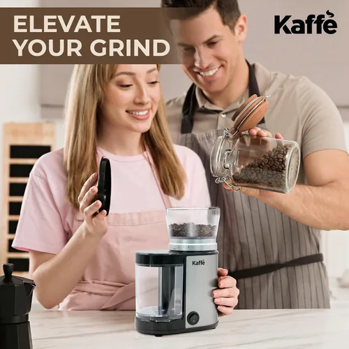 Vista 7 de Kaffe Molinillo de Café Eléctrico de Rebabas (5.5 onzas) con ajustes de grosor precisos ajustables - rebabas planas - [motor mejorado] - molinillo