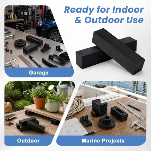 Vista 7 de 2 Pcs HDPE Plastic Blocks, 1 x 4 x 12 Inch, Black Negro2Pack